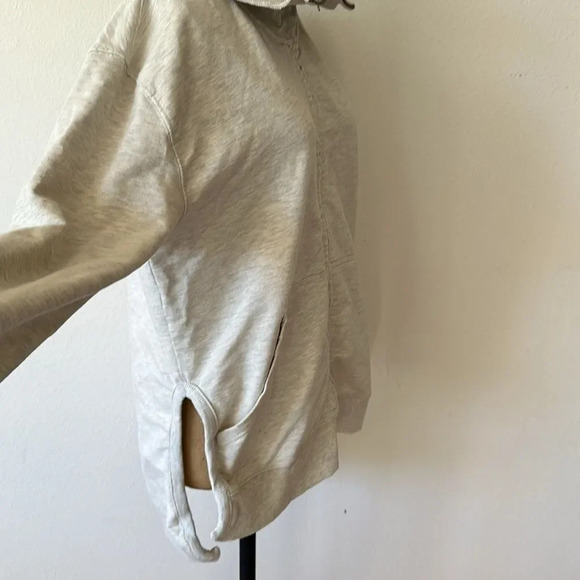 Free Poeple Movement sz L Baseline Zip Up Jacket Oatmilk zip front sweatshirt - Picture 3 of 11